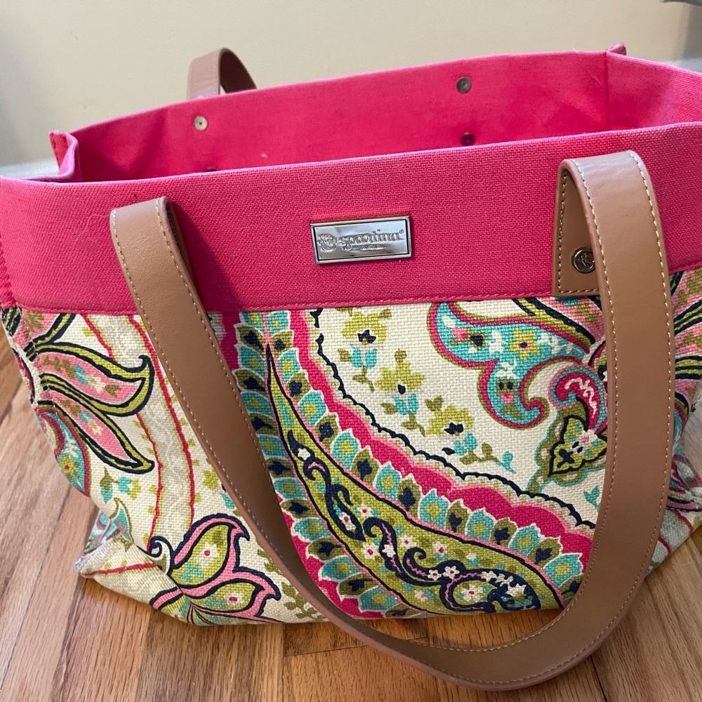 Spartina pink paisley tote bag